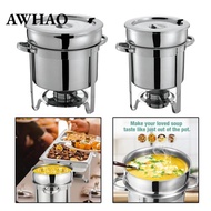 AWHAO Stainless Steel Soup Warmer, Party Food Warmer, Buffet Set with Fuel Holder for Dinner Parties