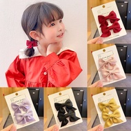 Retail/Delivery Hair Clips Decorated With Cute Bow Solid Color Korean Style For Girls Amount 2 Piece