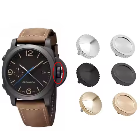 Watch Crown Head for Panerai PAM111 441 Watch Head Crown Spring Telescopic Crown Stainless Steel Hea