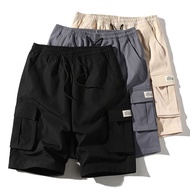 Korean Cargo Shorts Men Cargo Short Pants Khaki Shorts Casual Summer Half Pant with Back Pocket