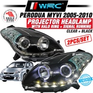 Eagle Eyes Perodua Myvi 2005 - 2010 Projector Headlamp With Halo Ring + Signal Running ( Clear + Bla