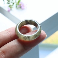 Genuine Black Burmese Jade Ring With Yellow Glass Texture size 53-54 mm