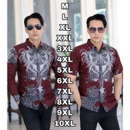 KEMEJA ARON MEN'S BATIK SHIRT BURGUNDY MARUN JUMBO COLOR SIZE M L XL XXL 3XL 4XL 5XL 6XL 7XL 8XL 9XL