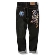 中國風鯉魚刺繡型格男牛仔褲