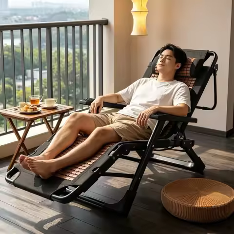 Foldable Lazy Recliner Seat and Sleep Dual-purpose Lounge Chair Summer Nap Office Backrest Folding C