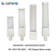 2pcs 3W 4W 5W G23/GX23 CFL PL LED PL-S Replacement Bulb Lamp Desk Reading Spotlight Horizontal Plug 