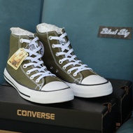 Converse All Star (Classic) ox - Green Hi รุ่นฮิต สีเขียวขี้ม้า หุ้มข้อ รองเท้าผ้าใบ คอนเวิร์ส ได้ทั