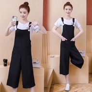 Women Wide Leg Jumpsuit Summer Korean Casual 7 Point Long Pants