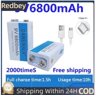 / /9V battery 6800mAh li-ion Rechargeable battery Micro .USB Battery 9V lithium battery UN.