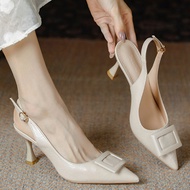 Kasut perempuan Shoes for Women Fashion Simple Pointed toe Soft Leather Stiletto Slingback High Heel