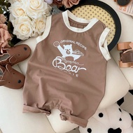 Baby Romper Clothes Cotton Bear Printed Sleeveless Jumpsuit Boys Girls Vest Clothes Toddle Baby Clot