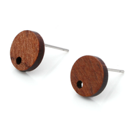 {HJKHL} 10 PCs Handmade Wood Ear Post Stud Earrings Findings Heart Geometric Brown With Hole Diy Ear