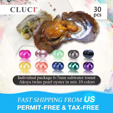 CLUCI 30pcs Twins Akoya Pearl Oysters 6-7mm Quality Mixed 10 Colors Akoya Saltwater Pearl Bead Oyste