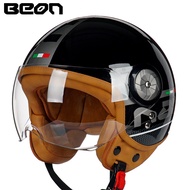 BEON Open Face Motorcycle Helmet for Adults, DOT Approved,3/4 Retro Vespa Helmet, Dual Visors Men’s and Women’s Motorbike Casco for Moped Cruiser Bobber and Chopper