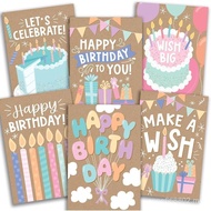 Hot Sale Color Cartoon Birthday Card 6pcs Simple Birthday Invitation Card Blessing Card PA3E
