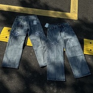 Thug Club24FW刺繡蜘蛛網🕸️中腰寬鬆牛仔褲男刺繡水洗垂感休閑闊腿褲