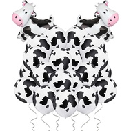 100 PCS Cow Print Balloons, 2 Pcs Big Cow Balloons 12 inch Cow Balloon Children's Party Cowboy Theme