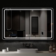 Smart LED bathroom mirror with light time and display defogging function three color light touch control cermin besar