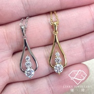 ［Real Moissanite］Can Pass Diamond Test 18K Gold Three Moissanite Water Drop Necklace Pendant MNG061 