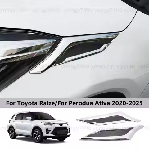 Car Upgrade For Toyota Raize For Perodua Ativa 2020-2025 Chrome Front Headlight Eyebrow Cover Trim S