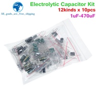 120pcs 12 value kit 1uF-470uF Electrolytic Capacitor Package for arduino 1UF 2.2UF 3.3UF 4.7UF 10UF 