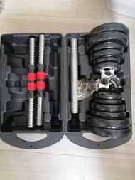 York 20kg dumbbell barbell set 啞鈴及槓鈴 adjustable spinlock dumbbells & barbell