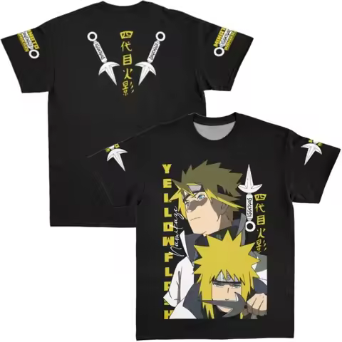 2026 New Naruto Minato Namikaze Short-Sleeve T-Shirt Fourth Hokage Flying Thunder God Kunai Double-S