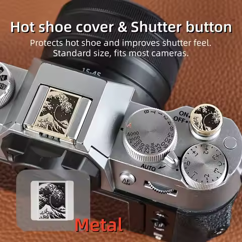 Metal Universal Camera Hot Shoe Cover Shutter Button for Fuji XT5 XT4 XT50 XT30II X100V Leica M10 M1