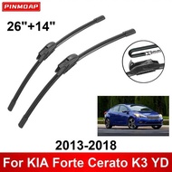 Car for KIA Forte Cerato K3 YD 2013-2018 26" + 14" Front Rear Wiper Blades Brushes Cutter Accessorie