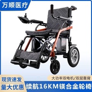 ST/🎫Green Electric Wheelchair Portable Elderly Disabled Travel Wheelchair Automatic Intelligent Foldable Wheelchair NB6N