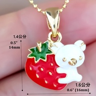 Super Mini Bear Necklace Hug Love Romantic Cute Sweet Strawberry Fashion 38cm Short Chain Plus 5cm E