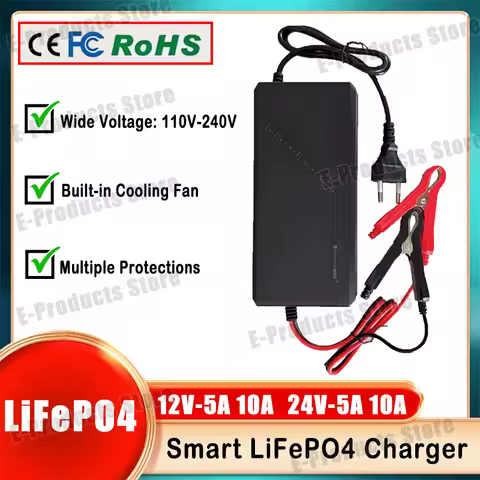 12V 24V 5A 10A Smart Lifepo4 Charger 14.6V 29.2V 4S 8S AC110-240V High Power LiFePO4 Charger Lithium