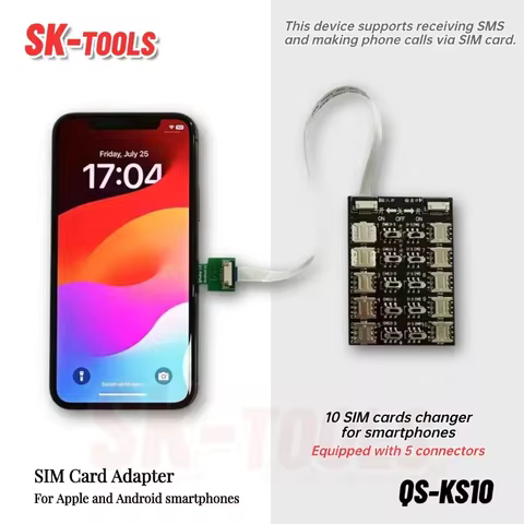 Card Changer Multi SIM Card Device Reader with 10 Slots SIM Card Adapter Android Apple Universal 10 
