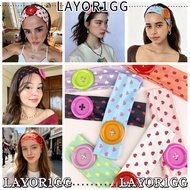 LAYOR1GG Button Hairband, Large Button Colorful Elastic Hairband, Sweet Style Anti-Slip Polyester He