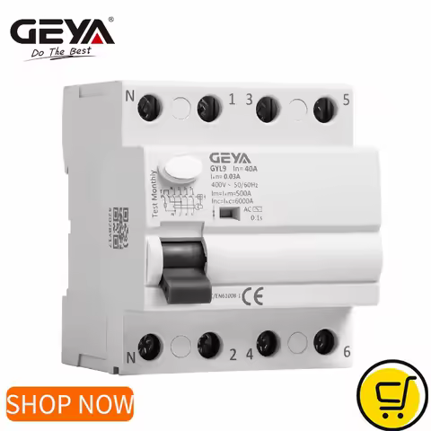 GEYA GYL9 AC Residual Current Circuit Breaker Differential Breaker Safety Switch 4P 25A 40A 63A 100A