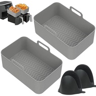 Silicone Air Fryer Liner Reusable Silicone Pot Grill Pan Baking Basket Tray Kitchen for Dual Air Fryer Accessories