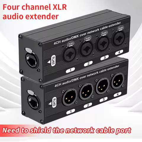 1Pair 4-Channel 3-Pin XLR Or 6.3Mm Audio And DMX Over Network Cable Extender, DMX512 Network Signal 
