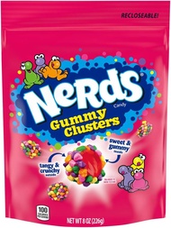 Kẹo dẻo trái cây hàng Mỹ Nerds Gummy Clusters Candy Rainbow Resealable 8 Ounce Bag (226g)