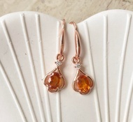 天然芬達色黃水晶耳環玫瑰金925純銀耳環戒指裸石寶石輕珠寶半寶