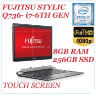 Fujitsu Stylistic Q736 Tablet PC (Core i7-6th Gen, 8GB Ram, 256GB SSD, 13.3" FHD TOUCH Screen, (USED LAPTOP)