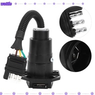 WATTLE Trailer Adapter Plug, 6-24V 4 Way Flat 4 Pin to 7 Pin Adapter, RV Trailer Adapter 7 Way Round