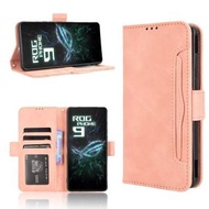 全城熱賣 - 適用於 ASUS ROG Phone 9 / 9 Pro 膚感牛紋多卡槽手機皮套（粉色）