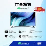 (Free Delivery) MEGRA Android TV 85 Inch / Smart TV 86 Inch 4K UHD WiFi LED TV Television 电视机 (85''/86'')