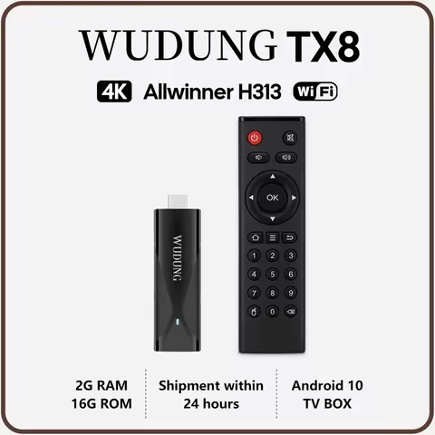 WUDUNG TX8 TV Stick Allwinner H313 Android10 Mini TV Box 2G+16G 4K HD 2.4G Wifi BT Dongle Media Play