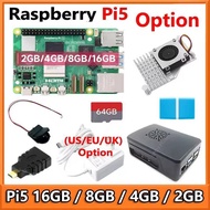 Raspberry Pi 5 16GB /8GB/4GB/2GB RAM Option Pi5 8GB KIt PD Power Supply / RTC / 64GB Card / Heatsink