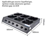 TIO.LIO Commercial 6 Burner Gas Stove Black 4 Burner Stainless steel Gas Stove Heavy duty gas stove 