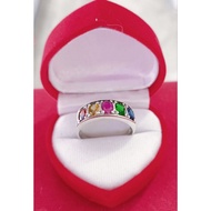 Nine Gems Ring 5 92.5% Pure Silver