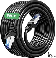Cat 6 Ethernet Cable 50ft Outdoor&Indoor, Cat 6 Shielded Ethernet Patch Cable 23AWG, Heavy Duty Cat 