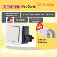 Airegard AS9020 D2 Square - 4" Exhaust Fan Ventilator [Silent Series] / Exhaust Fan Bathroom XAMMAX