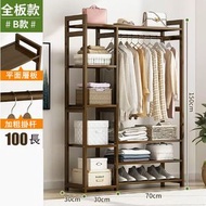 ONE - 楠竹實木傢俱 衣櫃 多層收納架 衣帽架 鞋架（全板款）100x30x150cm 茶色